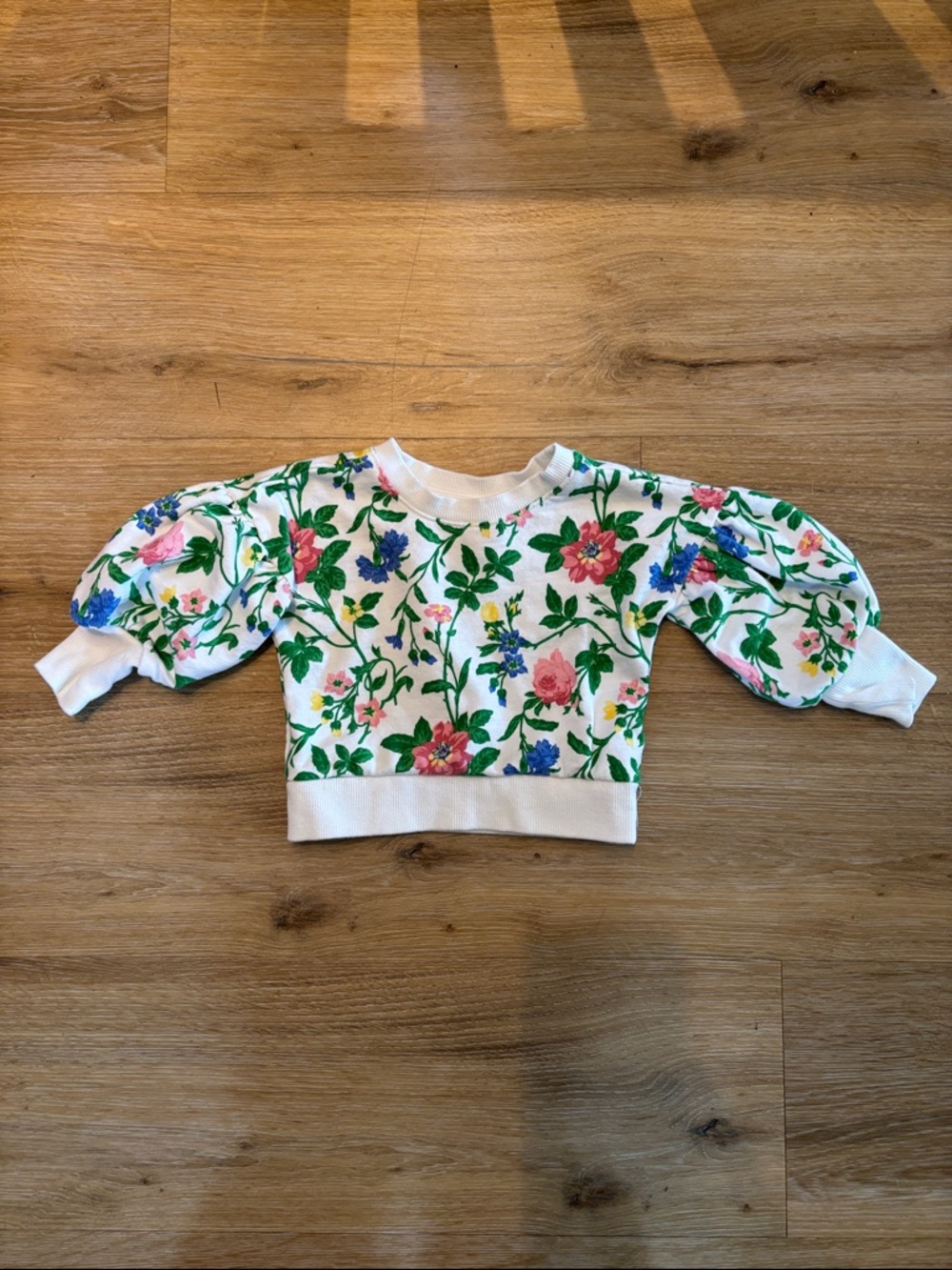 Janie and Jack Girls Floral Puff-Sleeve Terry Sweatshirt 18-24m